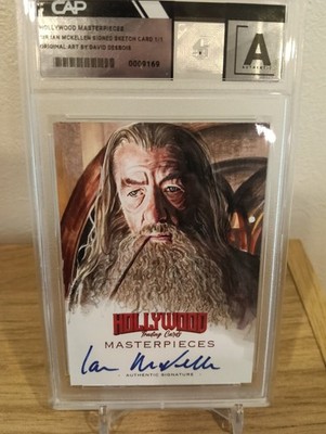 Hollywood Masterpieces Ian Mckellan Autograph Auto Sketch 1/1 by David Desbois
