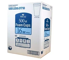 WinCup Foam Drink Cups, White, 16 oz