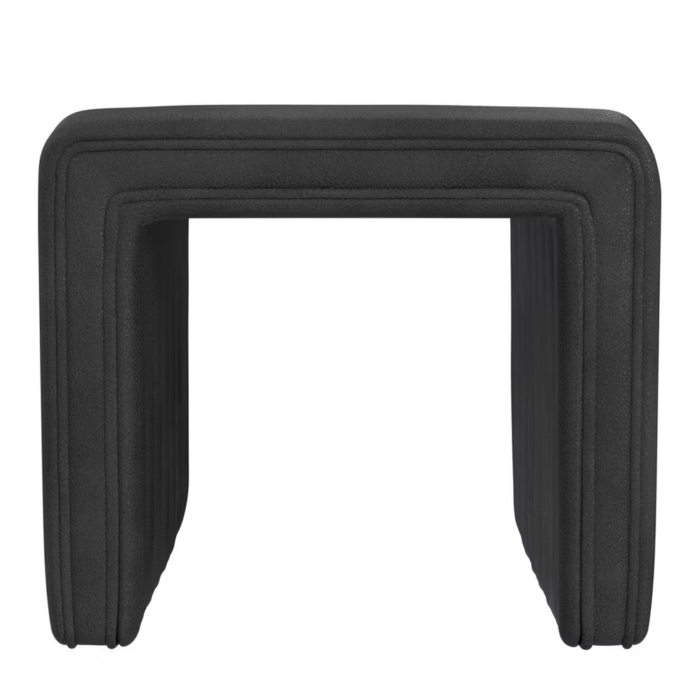 HomePop Faux Leather Storage Ottoman Square Channel Living Room Entryway Black 10490₽