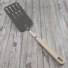 Vtg Ekco Keyhole Slotted Spatula Long Blade Turner Almond Plastic Handle Nice