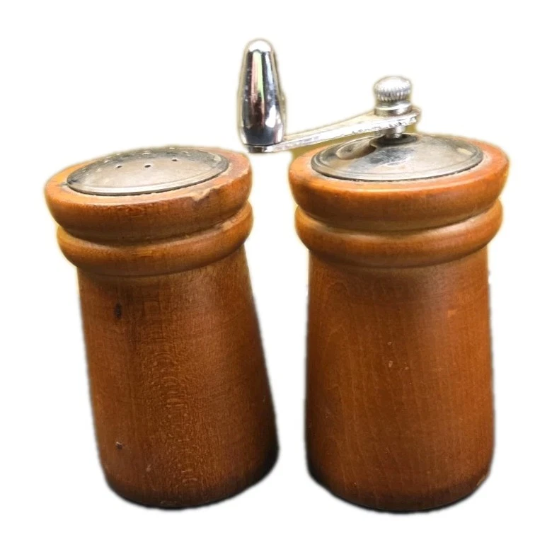 Vintage Olde Thompson Natural Wood Salt and Pepper Grinder Mill Shaker Set 3.5