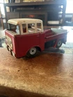 Vintage BANDAI TIN LITHO WILLYS JEEP TRUCK Japanese Metal Toy 7.5" Long 1960s