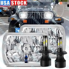 Pair For 1986 1987-1995 Jeep Wrangler Yj 7x6 Headlights Hilo Beam 6000k H6054