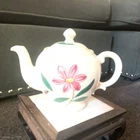 Shawnee Pottery USA Red Flowers With Buds Vintage Teapot 1950s