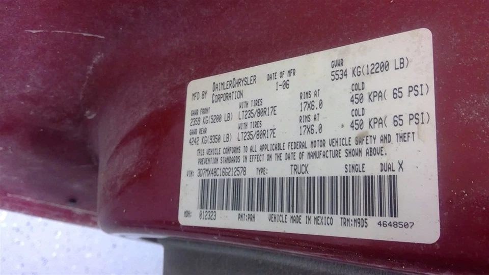 Seat Belt Front Mega Cab Bench Seat Fits 06-07 DODGE 1500 PICKUP 1645315 - Imagem 4 de 4