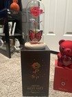 Artificial Red Rose Glass Dome Display w/ Wood Base & Butterfly Accent — photo 1