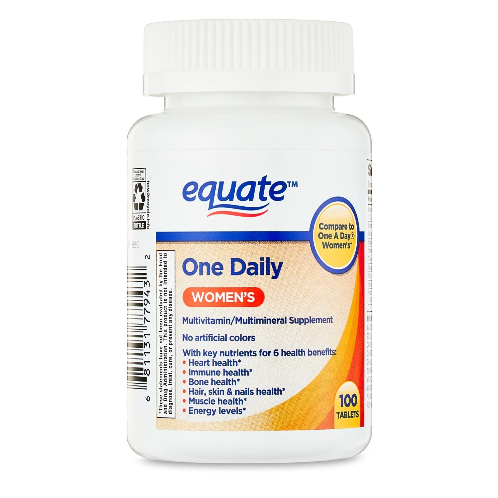 Equate One Daily Women's Multivitamin Multimineral 100 Tablets Women's Health