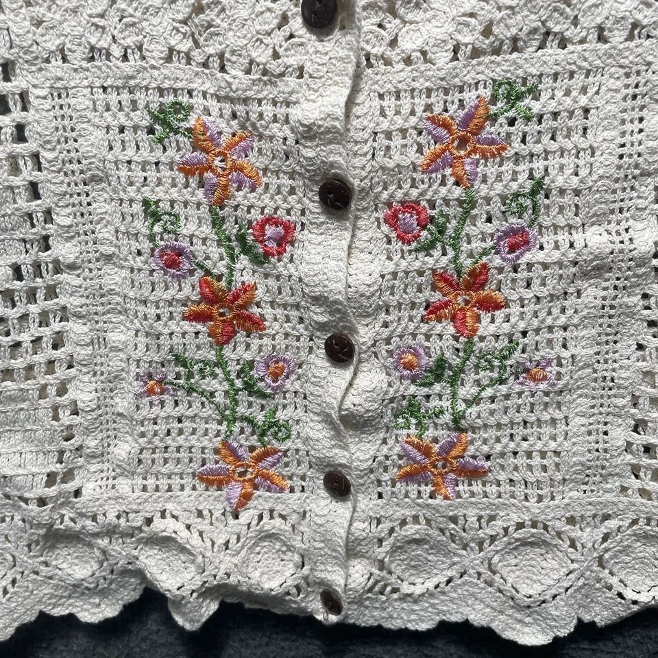 Top de encaje recortado bordado a ganchillo para mujer, beige mediano Boho Festival Foto 3 de 4