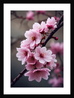 Intimate Cherry Blossom Branch Framed Wall Art Poster Canvas Print Picture