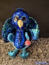 Ty FLIPPABLES Sequins Beanie Boos TYSON Peac*ck 6" Plush Stuffed Toy FREE SHIP