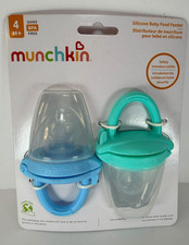 Munchkin Silicone Baby Food Feeder 2 Pack 4 Months BPA Free Blue Mint New