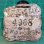 1914 Vehicle Tax Chicago Tag Two Horse Wagon