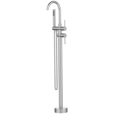 Brushed Nickel Bathtub Faucet Floor Mount Freestanding Tub Shower Set