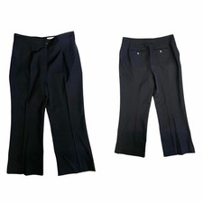 Vintage Yves Saint Laurent Black Virgin Wool Cropped Pleated Pants F44