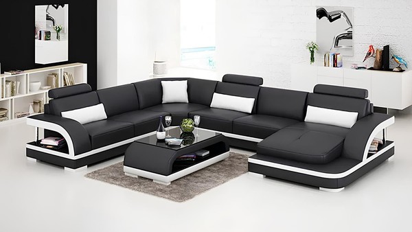 Moderne Wohnlandschaft Ecksofa 2Tlg. Mit Couchtisch Sofa Couch Ledergarnitur Neu-image