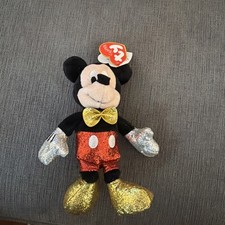 TY Beanie Baby - Disney Sparkle - MICKEY MOUSE Sparkle - Red  6 inch 