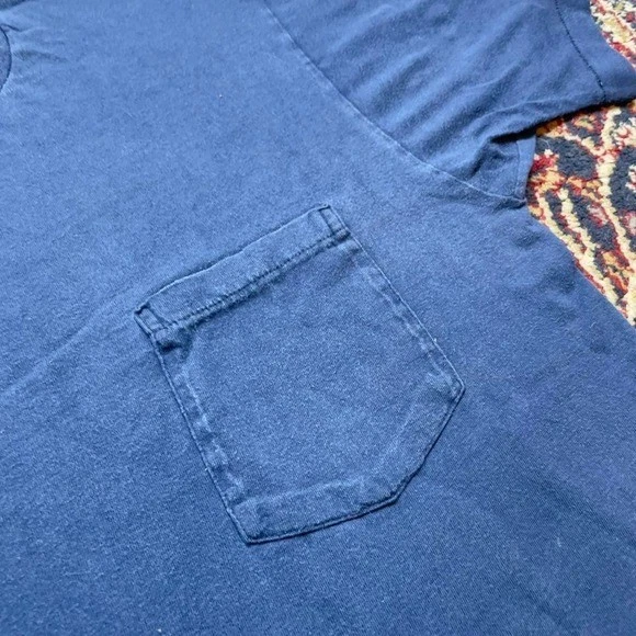 Camiseta en blanco esencial de colección años 70 80 JC Penney algodón azul marino ribete bolsillo XL EE. UU. Foto 2 de 4