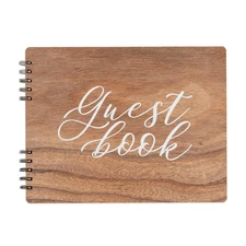 Rustic Style Wooden Guest Book for Wedding Reception, Baby Shower, 11.25x8.75 In