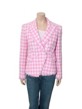BALMAIN Check Print Tweed Blazer SIZE 38 