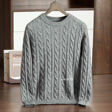 Suéter de invierno 100 % cachemir para hombre suéter engrosado cuello alto tejido jacquard