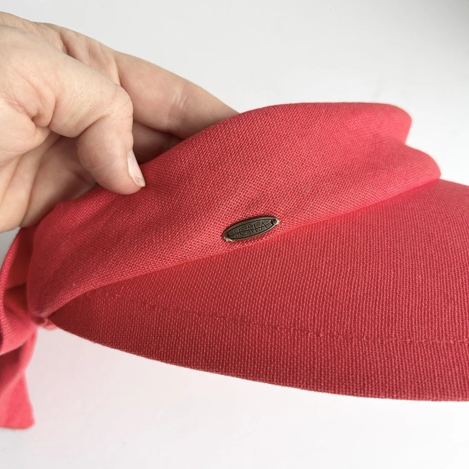 Scala Visera Ajustable Sombrero para el Sol 100% Algodón Lazo Rosa Cómodo Ropa de Resort Playa Foto 4 de 4