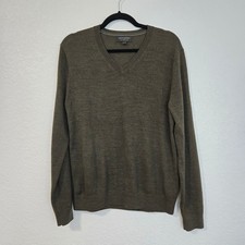 Banana Republic Mens Merino Wool V Neck Sweater Olive Green/brown Size M