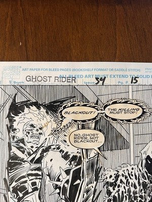 Ghost Rider 34 Original Art Bret Blevins Full Splash Blackout