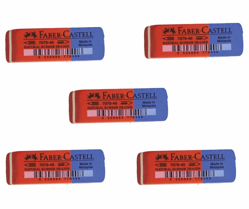 A.W. FABER-CASTELL VERTRIEB GMBH 5 X Faber-Castell Radiergummi Kautschuck für Bleistift Tinten Radierer 7070-40