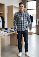 Abercrombie  Fitch Men's Shirt S Small NWT Stretch Poplin Relaxed Fit Gingham