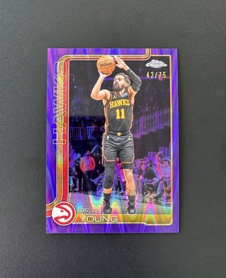 2025-26 Topps Chrome Update Trae Young PURPLE RAY WAVE Basketball Refractor /75