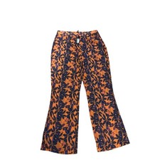 PrettyLittleThing Orange Blue Floral Wide Leg Pants Trousers Size 12