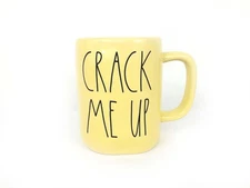 Rae Dunn Yellow Crack Me Up Artisan Collection Ceramic Coffee Mug VGC