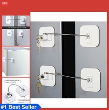 Refrigerator Lock 2 Pack White Fridge Lock with Keys Large Adhesive Pads Child