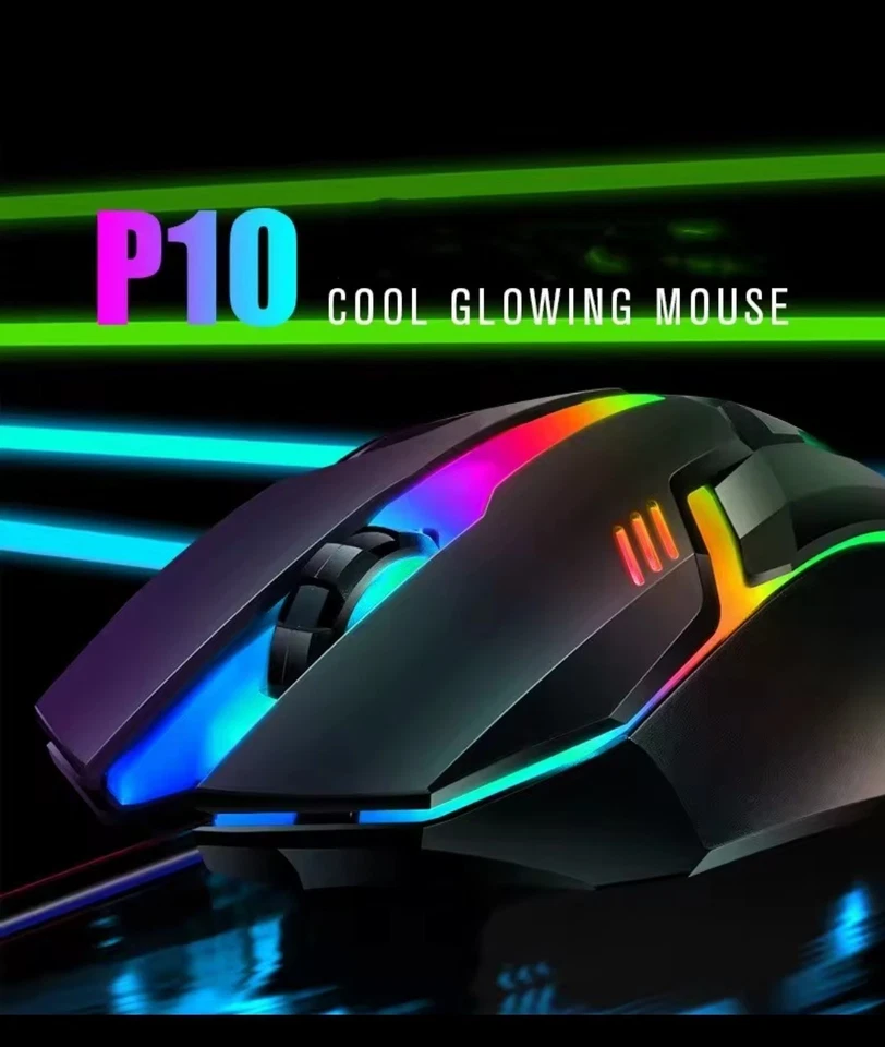 🔥RGB Gaming Mouse LED Optical USB Wired Mouse for Desktop PC Laptop 1200 DPI - Image 4 of 4