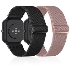 2 Pack Stretchy Nylon Watch Bands Compatible with Amazfit GTS/GTS 2/GTS 2 min...