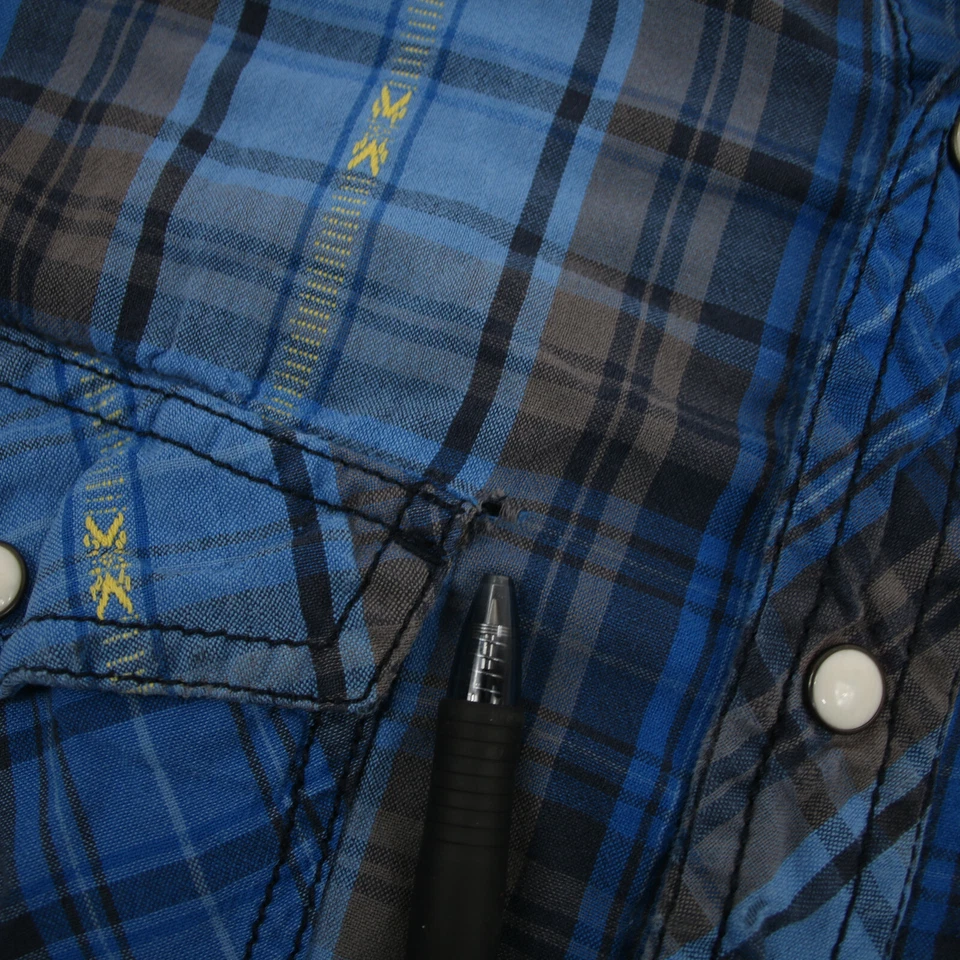 Arizona Shirt Youth Large Blue & Yellow Aztec Button Up Long Sleeve Casual Boy's - Image 2 of 4