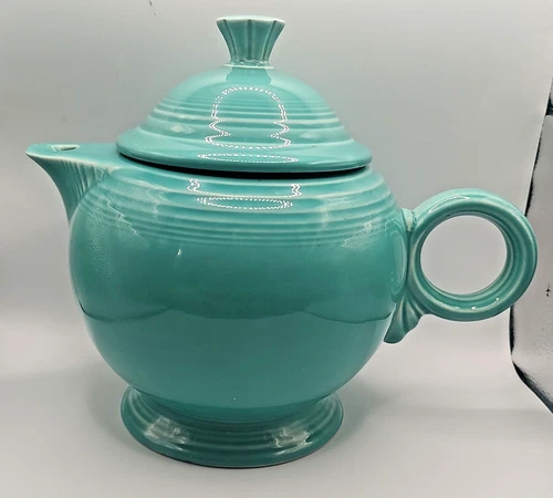Vintage Turquoise Fiesta Ware Homer Laughlin Tea Pot With Lid