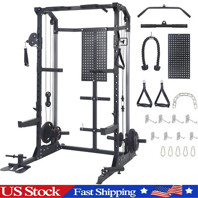 Power Cage Power Rack 2000LBS w/Cable Crossover & Dual Independent Pulley System