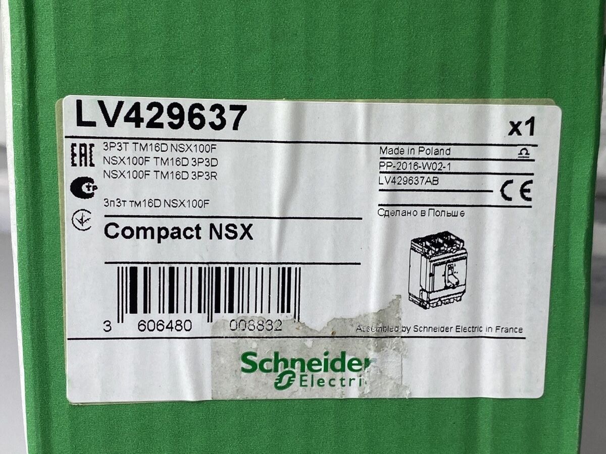 Schneider LV429637 circuit breaker ComPact NSX NSX100F 16A 3 Schneider LV429637 circuit breaker ComPact NSX NSX100F 16A 3