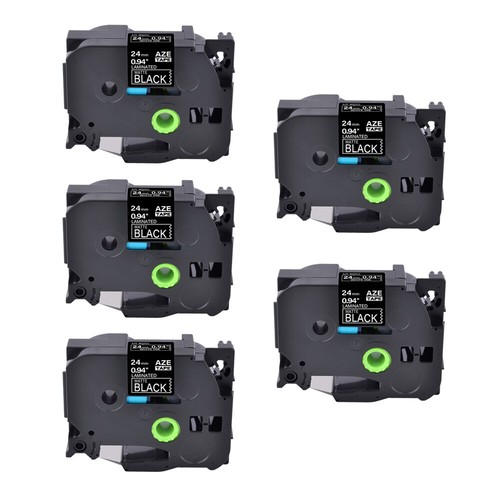 5PK Compatible avec Brother TZ-MQ355 Blanc sur Noir Mat Ruban D'étiquettes 1"
