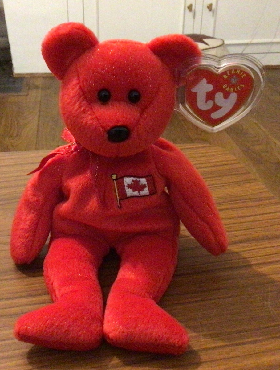 Ty Beanie Babies Pierre The Canadian Bear With Tag In Plastic Protector