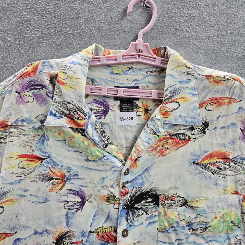 Camisa De Colección Patagonia Pataloha Hombres L Hawaiano Mosca Pez Logo Años 90 Foto 4 de 4