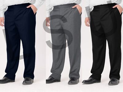 Kids School Trousers - Sturdy Fit, Half Elasticated Waist, Sizes 4/5Y To 16/17Y