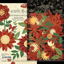 Graphic45 (81pc) SHADES OF RED DIE-CUT FLOWER ASSORTMENT scrapbooking