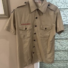 Boy Scout BSA UNIFORM SHIRT Mens Medium Short Sleeve Tan H16
