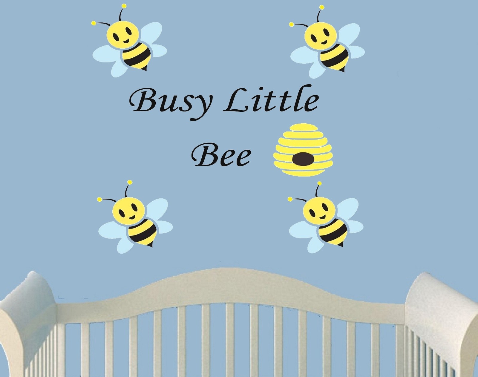 LARGE Cute Busy Bee Cot Butterfly Nursery Wall Stickers Decals Children UK! New