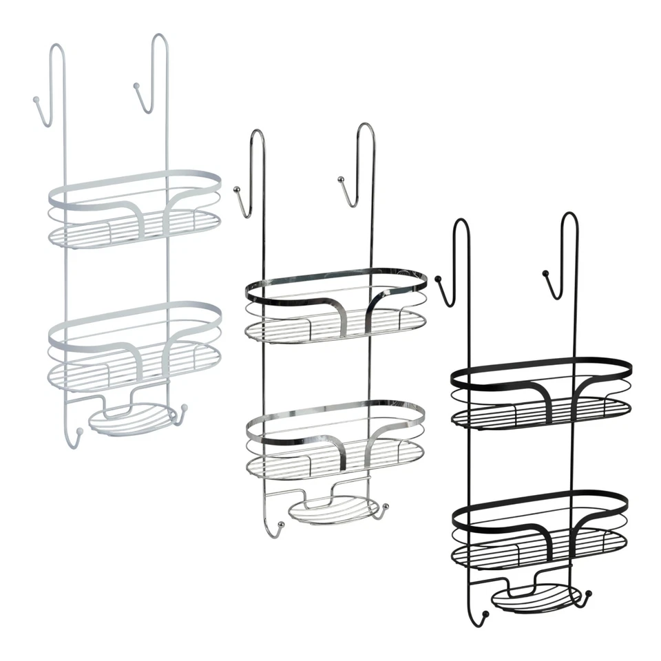 SHOWERDRAPE Bathroom 2 Tier Shower Caddy Soap Dish Hanging Organiser Rack Steel Holder