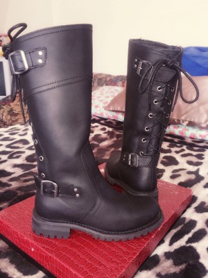 women's lace up motorcycle boots