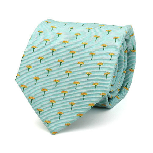 COLORATA / Necktie Botanical Colors Japanese Dandelion Fine Pattern Light Green - Picture 2 of 8