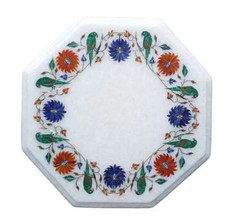 12 " Seite Tisch Top Marmor Inlay Papagei Blumenmuster Handmade Heim & Garten